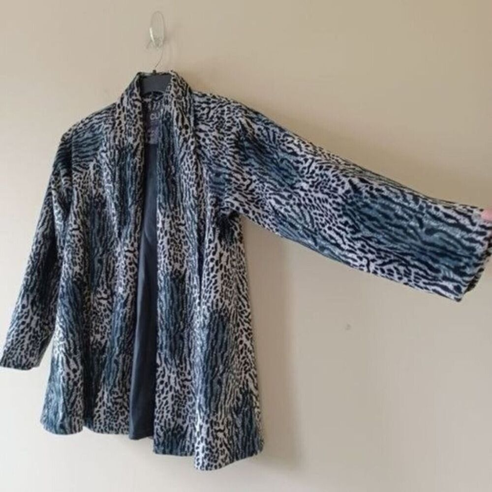 Retro Pinup Coat Jacket Clio 2 Sz 10 Velour Animal Print Open Evening Formal - Picture 6 of 11